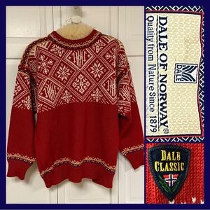 Vintage Dale of Norway Colorful Red *Dale Classic* Wool Knit Pullover Sweater S